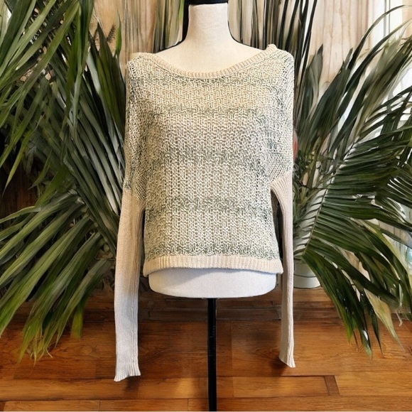 FREE PEOPLE Slubby Striped Pullover Sweater – Sea Mist – Size S - Picture 2 of 16